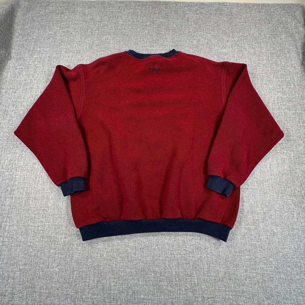 Vintage Fresno State Ping Sweatshirt Mens Large Red Made in USA Waffle Knit Boxy
